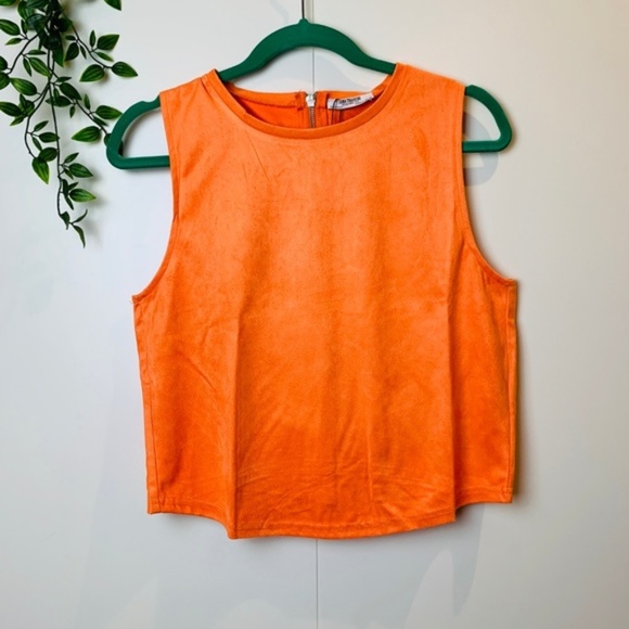 Zara Tops - NWT ZARA TRF Orange Faux Suede Crop